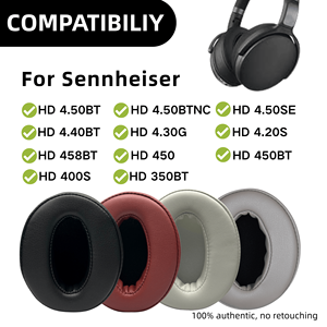 Coussinets d'oreille de remplacement pour casque Sennheiser <span class=keywords><strong>HD</strong></span> 4.50BT/ 4.50BTNC/4.50SE/4.40BT/ 4.30G/4.20S/458BT/450/ 450BT/<span class=keywords><strong>400S</strong></span>/350BT - Product Image 2