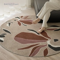 BACKTO Home Furnishing Neuer Gewebter Teppich im Chinesischen Stil, Südostasiatischer Runder Moderner Woll-Ananas-Schlaufen-Teppich mit Orientalischem Vintage-Druck