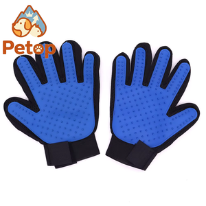 Gant de toilettage pour animaux de compagnie Petop pour chiens et chats, design bionique, texture langue de chat, éliminateur de poils pour la mue et le bain, bleu, OEM ODM - Product Image 1