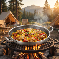Poêle à paella personnalisée avec poignée et finition au choix pour la restauration et la vente en gros