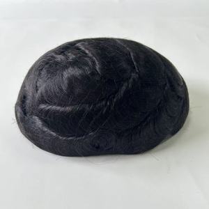 Expédition immédiate Perruque courte pour homme Base en soie <span class=keywords><strong>Noir</strong></span> naturel Respirant <span class=keywords><strong>Cheveux</strong></span> humains véritables 6 pouces - Product Image 3