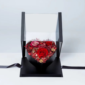 Small size big grid panoramic transparent heart flower box