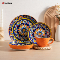 Ensemble de vaisselle en céramique bohème TRESUN, couleur orange, assiette, tasse, bol, ensemble de vaisselle pour restaurant et maison