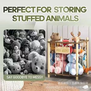 Wooden Plush Toy <b>Storage</b> <b>Basket</b> 17x17x20.2 Inch <b>Large</b> Capacity For Kids Room Organize Stuffed Animals - Product Image 2