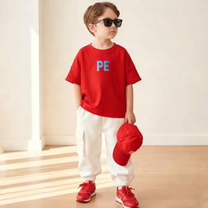 Unisex cotone poliestere Plain T-Shirt Boxy all'ingrosso estate per bambini abiti Casual da bambino - Product Image 1