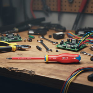 Destornillador Pz 091 con mango aislado rojo de 100 mm de longitud para uso de precisión - Product Image 3