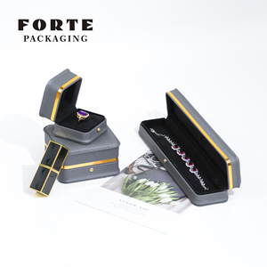 FORTE - Caja de Joyería de Piel Sintética Gris de Lujo, Caja de Anillos de Boda con Logotipo Personalizado, Embalaje de Joyería Personalizado para Regalo - Product Image 4