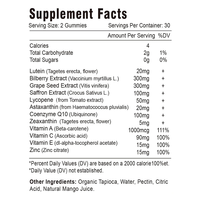 Complément alimentaire pour la santé des yeux 12 en 1 au goût naturel de nangue, avec lutéine, myrtille, zéaxanthine, astaxanthine et multivitamines