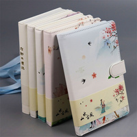 Carnet de notes à couverture rigide personnalisé avec impression simple style aquarelle, fermeture magnétique, feuilles mobiles et reliure spirale cousue