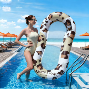 Floating Lounger Seat Mesh Adult Swimming Water Sports PVC <b>Inflatable</b> <b>Pool</b> <b>Float</b> Without Canopy Blue White Floral Pattern - Product Image 1