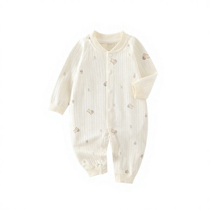 Venta al por mayor de fábrica/OEM: Pijama de bebé de algodón puro, sin costuras, jacquard, para primavera, ropa de gateo para recién nacidos. - Product Image 6