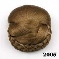 Chignon tressé élégant en cheveux synthétiques à clipser, accessoire de coiffure pour mariée