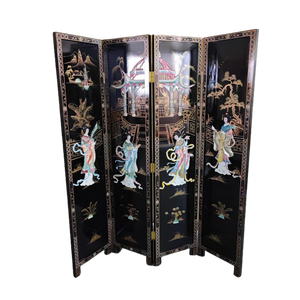<span class=keywords><strong>Paravent</strong></span> pliant en laque noire d'art chinois |   <span class=keywords><strong>Paravent</strong></span> artisanal en nacre - Product Image 2