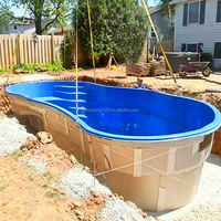 Piscine rectangulaire préfabriquée en fibre de verre enterrée avec escaliers, pour l'utilisation dans la cour de la résidence