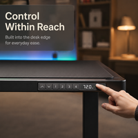 Scrivania Elettrica Regolabile in Altezza con Gambe in Alluminio, Design Moderno, Illuminazione RGB, Gestione Cavi, per Uso Commerciale e Ufficio