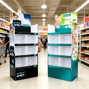 ชั้นวางสินค้าแบบตั้งพื้น 4 ชั้น ทำจากกระดาษแข็งแบบพับได้ วัสดุ PVC สำหรับวางโชว์สินค้า ขายเครื่องเทศ และโฆษณา - Product Image 1