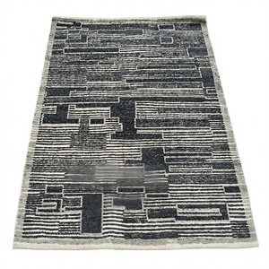 Modern Geometric Hand Knotted Eco-Friendly NZ Wool Area Rug Low Pile Thin Grey & White - Product Image 5