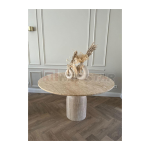 Mesa de comedor de travertino de diseño nórdico moderno Newstar, mesas de centro de mármol para sala de estar, mesa auxiliar para uso en el suelo del Hotel - Product Image 4