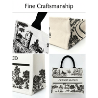 Sac fourre-tout en coton structuré personnalisé avec imprimé vintage et bouton-pression, idéal pour les événements d'entreprise (OEM/ODM)