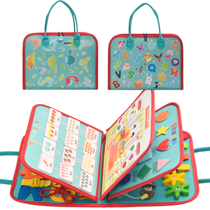 Si sentiva occupato a bordo della borsa del libro del bambino educativo Montessori sensoriale della scheda di apprendimento pieghevole abilità motoria si sentiva occupato tavola per il bambino - Product Image 2
