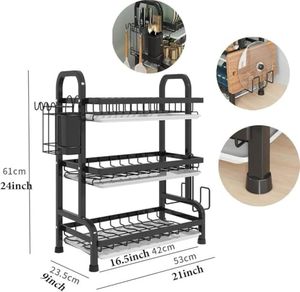 Égouttoir à vaisselle à 3 niveaux, double support métallique, pour évier de cuisine - Product Image 2