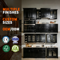 HAPPY HOUSES Armoires de cuisine modernes classiques noires en bois massif, ensembles modulaires de style Shaker sur mesure pour projets de villas et d'appartements
