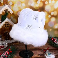 Chapeau de Noël de luxe SOLPOP, long et blanc en peluche, pour adulte, unisexe, confortable, chapeau de Père Noël avec des flocons de neige, des paillettes et des sequins