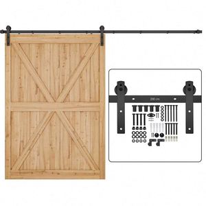 WEKIS 6.6 Ft Rustic I-Shape Sliding Barn Door Hardware <b>Kit</b> Durable Brass Steel for Kitchen & Bathroom - Product Image 1