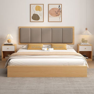 Ensemble de lit king size moderne et abordable pour hôtel 3 étoiles avec cadre en bois durable, tête de lit capitonnée, matelas et tables de chevet à vendre - Product Image 5