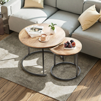 Table basse moderne à panneaux avec tables d'appoint en bois réglables et cadre métallique, idéale pour balcon et salon - Vente chaude