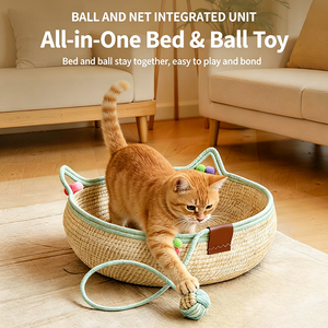 Rattan <b>Cat</b> Nest <b>Cat</b> <b>Scratch</b> <b>Board</b> Four Seasons All-In-One Hand Woven Washable <b>Scratch</b>-Resistant Cotton Rope Pet Nest - Product Image 6