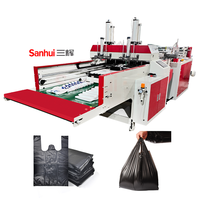 Machine Entièrement Automatique pour la Fabrication de Sacs Gilet en Plastique Noir, Machine de Production de Sacs en Nylon