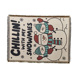 <b>Christmas</b> Cotton <b>Throw</b> Blanket Rectangular Nordic Style Eco-Friendly Home Decor Winter Use - Product Image 4