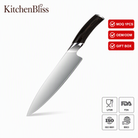 Couteau Gyuto Japonais KitchenBliss Private Label 8 pouces, acier haute teneur en carbone 9Cr, ultra-affûté, couteau de cuisine