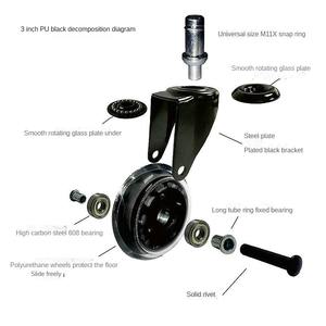 Leifengta 75mm Polyurethan-Lenkrollen 3 Zoll Bürostuhlrollen mit Lagerabdeckung PU-Rollenhersteller - Product Image 2