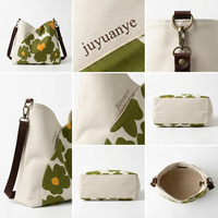 Tas Belanja Sehari-hari Motif Bunga Logo Kustom Kapasitas Besar Bahan Kanvas Katun Tahan Lama Tas Tote Wanita Praktis Tas Jinjing Reusable