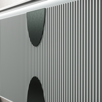 Meuble-lavabo mural moderne personnalisé pour salle de bain avec tiroirs, vasque et miroir LED, design architectural