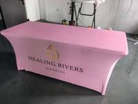 Housse de table personnalisable en polyester extensible, lavable en machine, réutilisable, avec logo et couleur sur mesure, pour banquets, mariages, expositions, comptoirs et décorations (4ft, 6ft, 8ft)