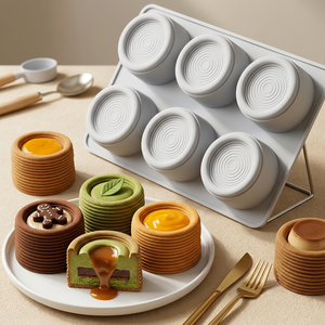 Moule à gâteau rond en silicone à 6 cavités, plaque de cuisson antiadhésive pour mousse, dessert, cupcake - Product Image 2
