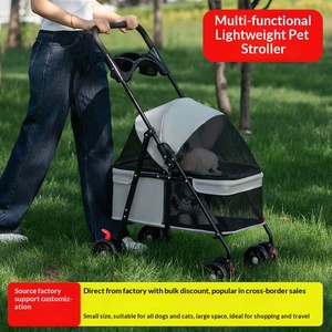 Kedi ve Köpekler İçin Hafif Katlanabilir Metal Taşıma Arabası Açık Hava Sınır Ötesi İhracat - Product Image 3