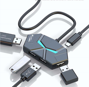 Hub de 4/7 Puertos con Luz Ambiental de Colores de 0.6M, Distribuidor <span class=keywords><strong>USB</strong></span> 2.0, Expansión para Laptop con Fuente de Alimentación Multivoltaje - Product Image 2