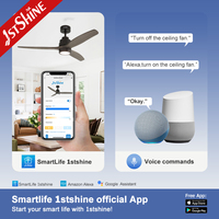 Ventilateur de plafond intelligent 1stshine avec commande vocale par application Wifi, pales en bois massif, télécommande, moteur DC intelligent et éclairage LED