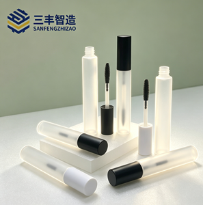 หลอดมาสคาร่าแบบกลมฝ้าใส ขนาด 10 มล. ขวดบรรจุภัณฑ์เครื่องสำอาง PET พร้อมแปรงปัดมาสคาร่า - Product Image 1