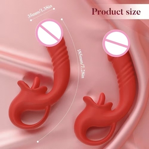 2in1舌舐めバイブレーター <span class=keywords><strong>G</strong></span>スポットクリトリス刺激器 伸縮式ディルドバイブレーター 女性用マスターベーションセックストイ - Product Image 2