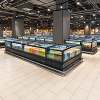Congélateur coffre commercial pour supermarché, vitrine de présentation pour aliments surgelés, porte vitrée combinée, grande capacité, dégivrage automatique