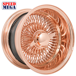 Rueda de alambre de acero de 13-14 pulgadas con 72 radios, enlace recto, cóncavo profundo, cromo oro rosa, tipo Knock-Off, con radios cruzados inversos - Product Image 1