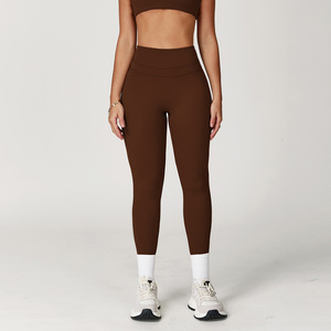 Leggings da Yoga a Vita Alta con Logo Personalizzato e Doppia Linea in Vita, Leggings Sportivi Aderenti Effetto Nudo per Donna - Product Image 6