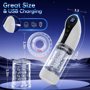 LCD 디스플레이 자동 흡입 남성용 마스터베이터, 9가지 피스톤 및 회전 기능 질 딜도 진동 남성 자위 기구 - Product Image 6