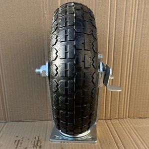 <span class=keywords><strong>Roue</strong></span> pivotante pneumatique fixe de 6/8/10 pouces en acier et mousse de polyuréthane, capacité 300 lb, avec frein latéral pour brouettes - Product Image 3