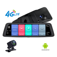 Caméra de tableau de bord avec rétroviseur 4G LTE Android 8.1, configuration à double objectif, radio FM + lecture vidéo, vente en gros en stock